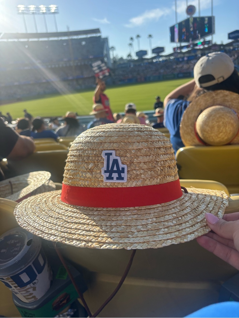 Los Angeles Dodgers Straw Sun Hat with Red Band - LA Logo
